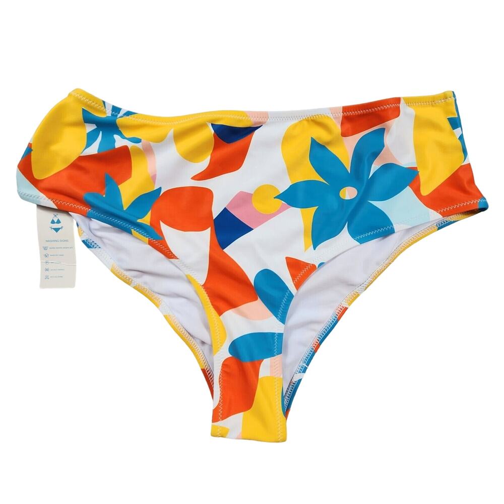Ruched Design Swim bottoms Floral Print Womens Size XL